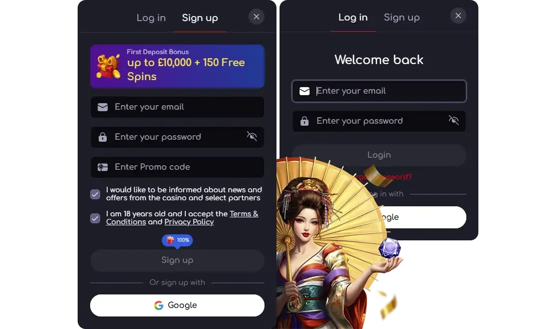 KatanaSpin registration and login